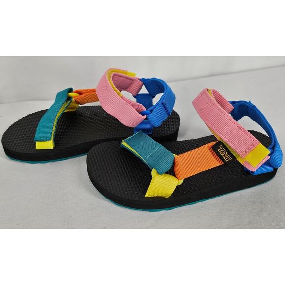 TEVA UNISEX-CHILD ORIGINAL UNIVERSAL STRAP SANDAL MULTI COLOR BLOCK KIDS SIZE 11 - Picture 2 of 9